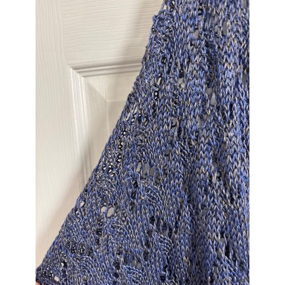 Theory open knit crochet blue sweater cocoon dolman sweater small - Picture 3 of 6